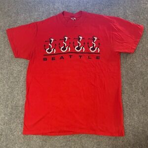 Vintage Seattle Surf Beach Center Logo Spell Out Single Stitch T Shirt Adult XL